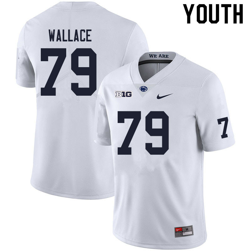 Youth #79 Caedan Wallace Penn State Nittany Lions College Football Jerseys Sale-White - Click Image to Close